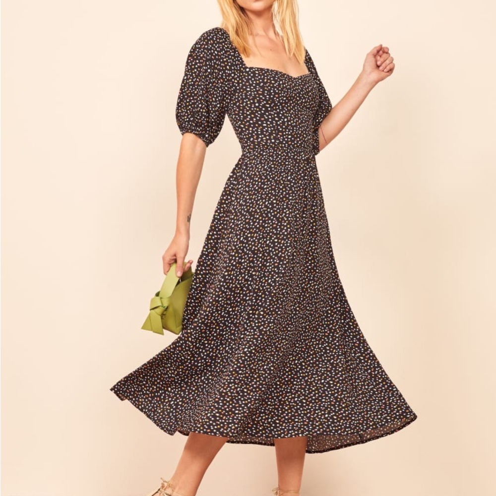 Reformation Zippy Puff Sleeve Midi Dress
